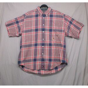 Tommy Hilfiger Red Plaid Casual Button Up Shirt‎ Mens Size Large